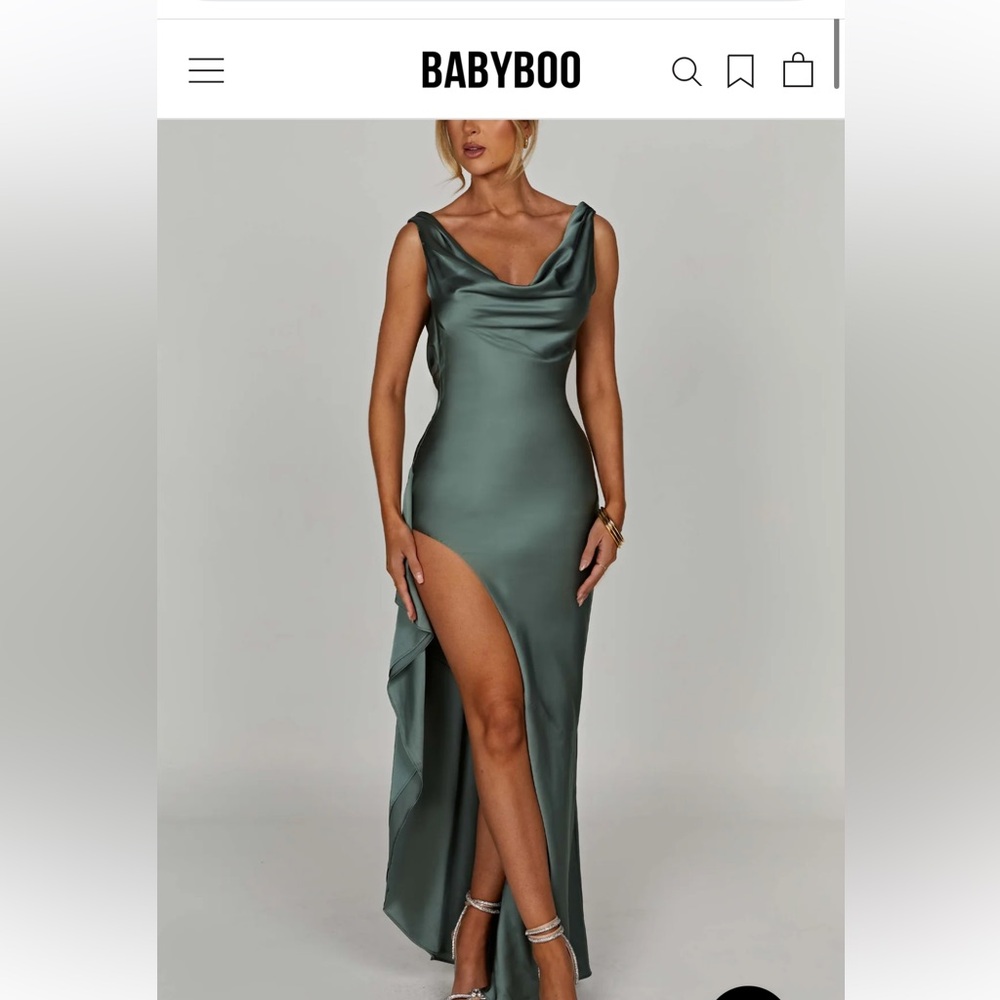 Babyboo Asymmetrical Satin Dress in champagne
